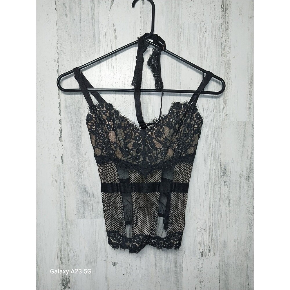 Victoria's Secret Black Lace Corset Bustier 32C